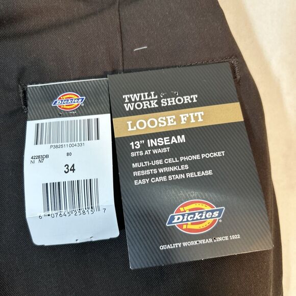 Dickies Men's 13 Inch Loose Fit Multi-Pocket Work Short 34 Dark Brown V1 - Picture 4 of 6
